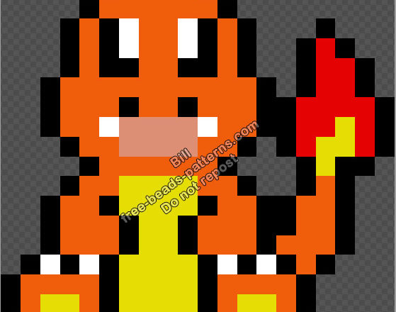 004 Pokemon Charmander free Hama Beads design 20x20