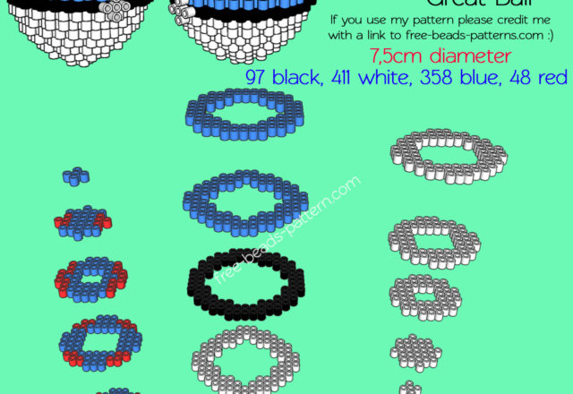 3D Great Ball free Pokemon perler beads hama beads pyssla pattern
