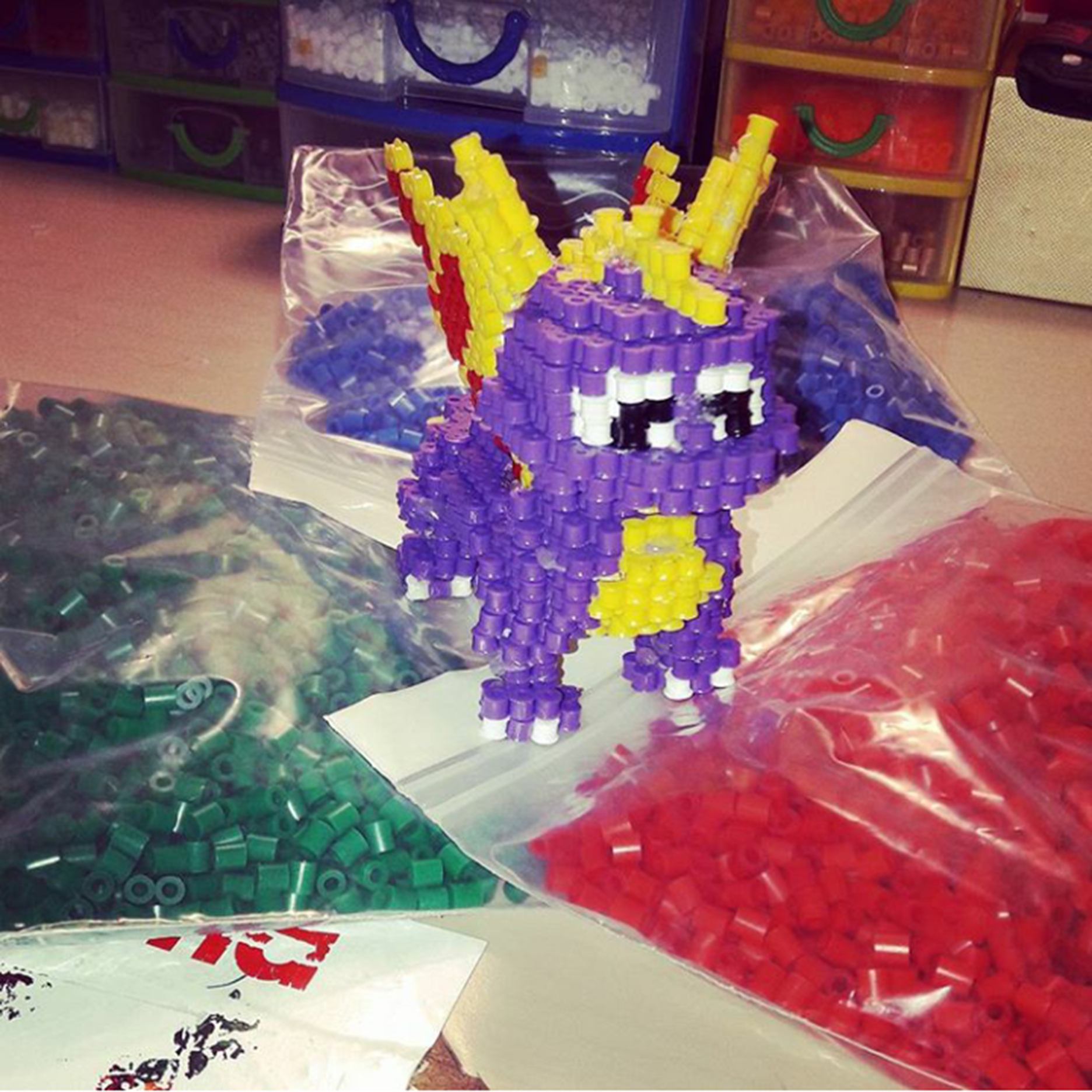 3D Hama Artkal Spyro by Instagram Follower hama_beads_samux