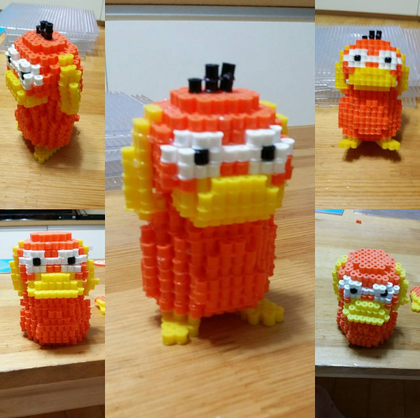 3D Hama Beads Perler Beads Pokemon Psyduck by Instagram Follower rupina99