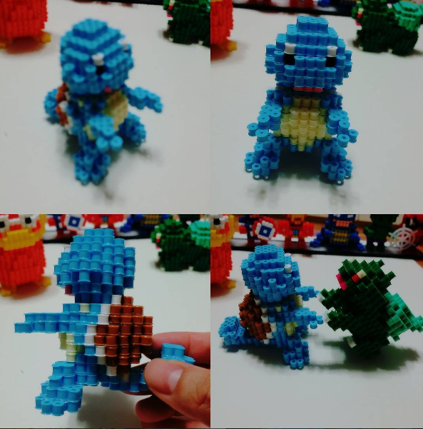 3D Hama Beads Perler Bulbasaur and Squirtle by Instagram Follower rupina99 (3)