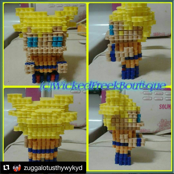 3D Hama Beads Perler Super Saiyan Goku by Instagram Follower zuggalotusthywykyd