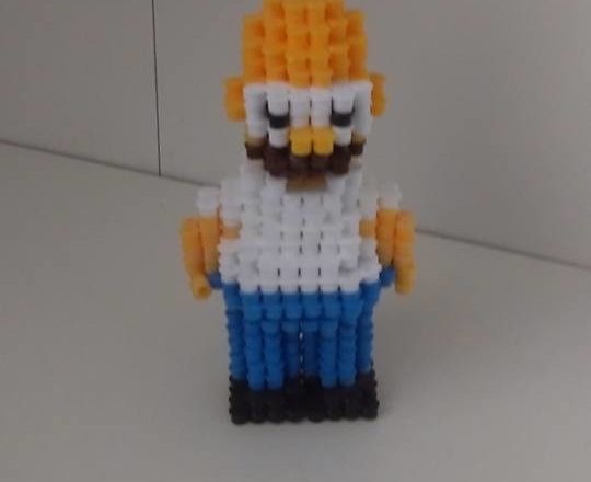 3D Homer Simpson Hama Beads by Facebook Fan Phillippa Chandler