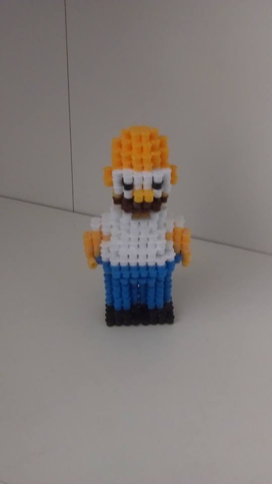 3D Homer Simpson Hama Beads by Facebook Fan Phillippa Chandler