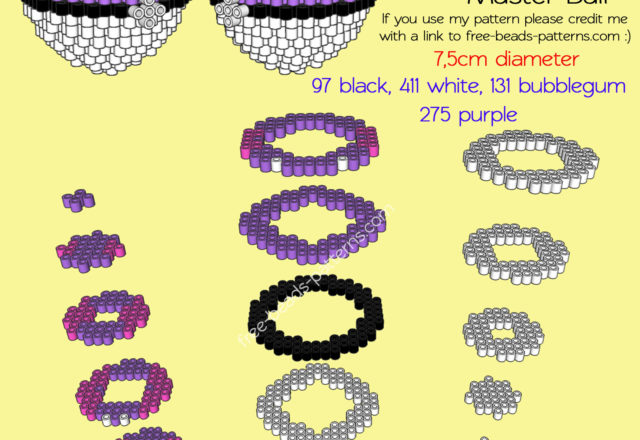 3D Master Ball free Pokemon perler beads melty beads beadsprite pattern
