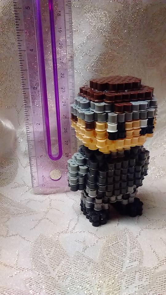 3D Metal Gear Solid Solid Snake hama beads perler pyssla work photo by Facebook Fan Katrina Montgomery