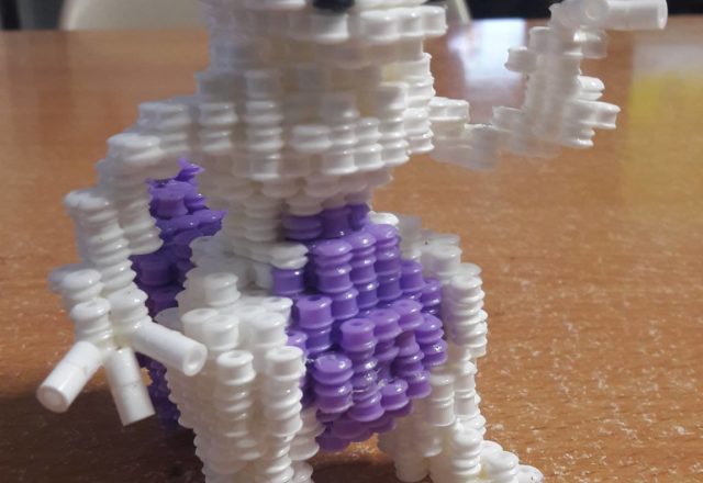 3D Mewtwo Pokemon hama beads Perler work photo by Facebook Fan Sylvie Chatot