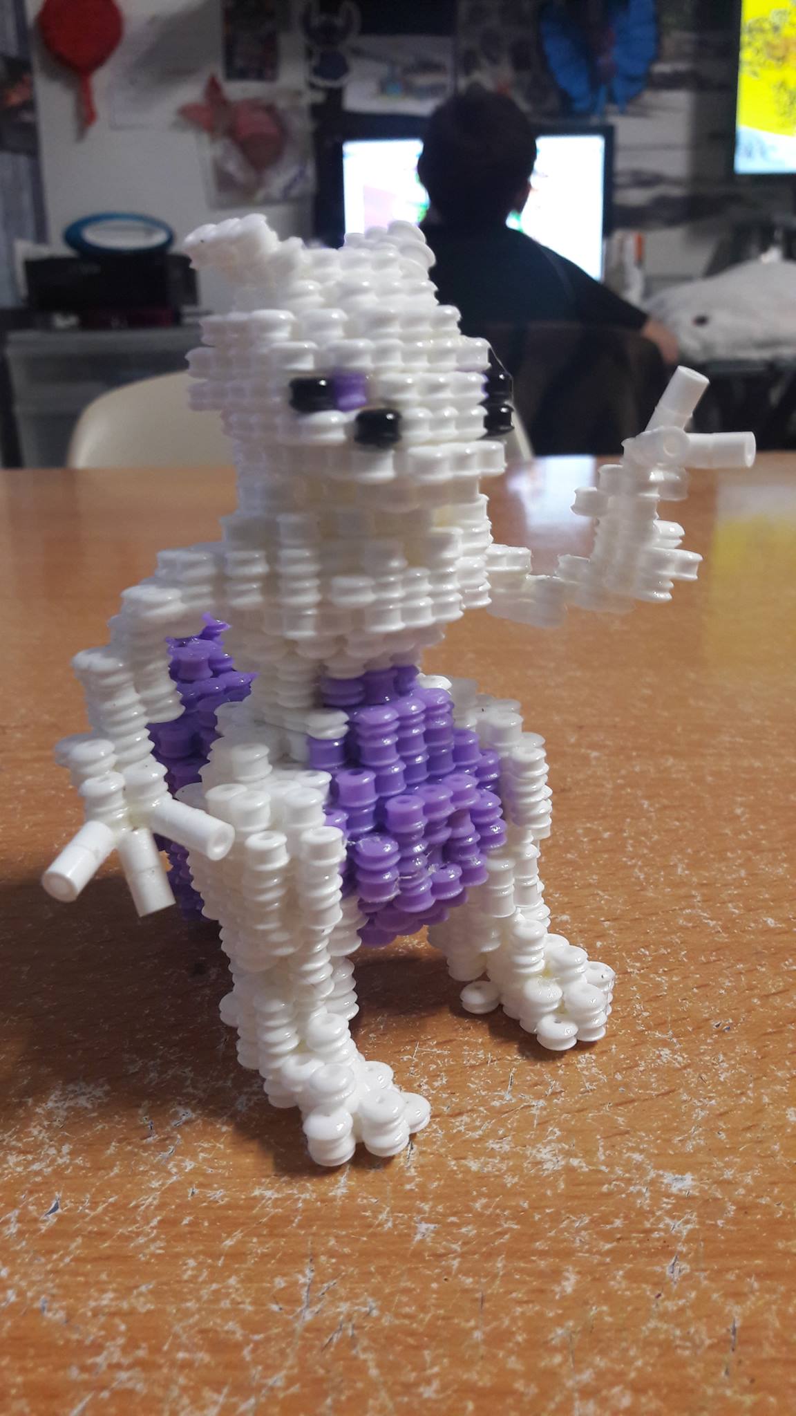 3D Mewtwo Pokemon hama beads Perler work photo by Facebook Fan Sylvie Chatot