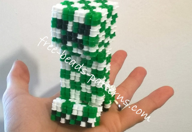 3D Perler Beads Minecraft Creeper final work photos 1