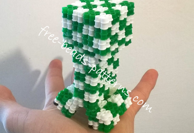 3D Perler Beads Minecraft Creeper final work photos 3