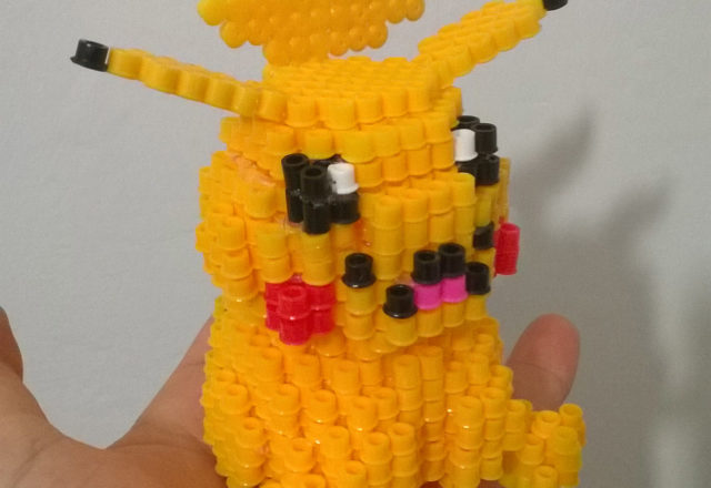 3D Pikachu Pokemon perler beads Hama Beads work photos (1)