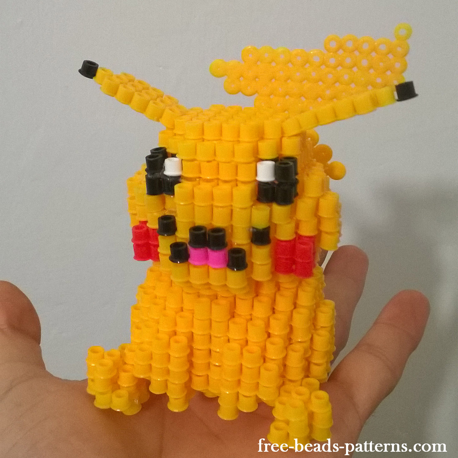 3D Pikachu Pokemon perler beads Hama Beads work photos (3)