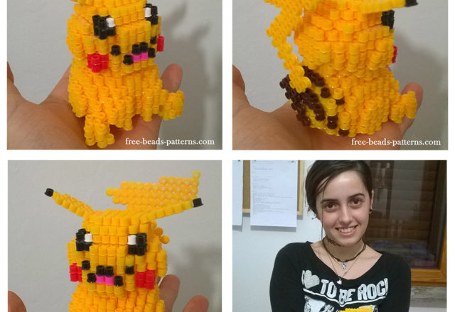 3D Pikachu Pokemon perler beads Hama Beads work photos (5)
