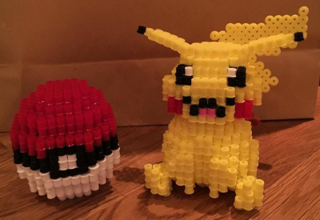 3D Pikachu and Pokeball Hama Beads Perler by Instagram Follower parlemoremma (2)