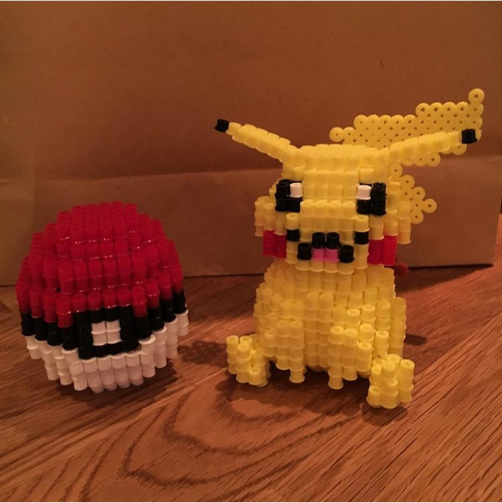 3D Pikachu and Pokeball Hama Beads Perler by Instagram Follower parlemoremma (2)
