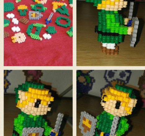 3D Zelda Link Hama Beads Perler Photopearls work photo by Instagram Follower tmacartwork (2)