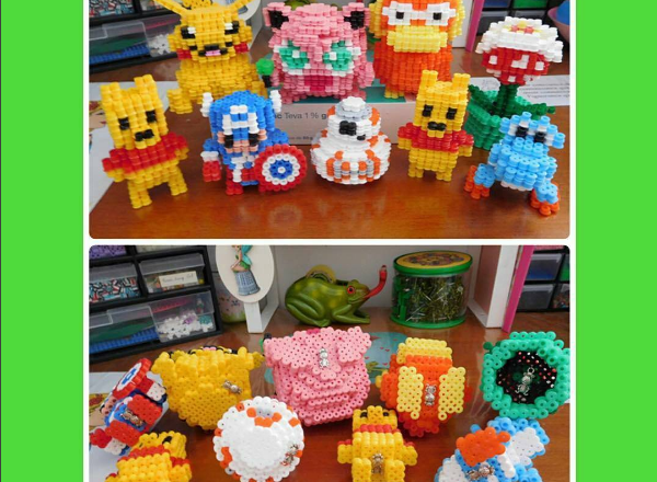 3D hama beads Piranha Plant Pikachu Jigglypuff and Psyduck by Instagram follower lemondededidine