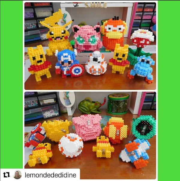 3D hama beads Piranha Plant Pikachu Jigglypuff and Psyduck by Instagram follower lemondededidine