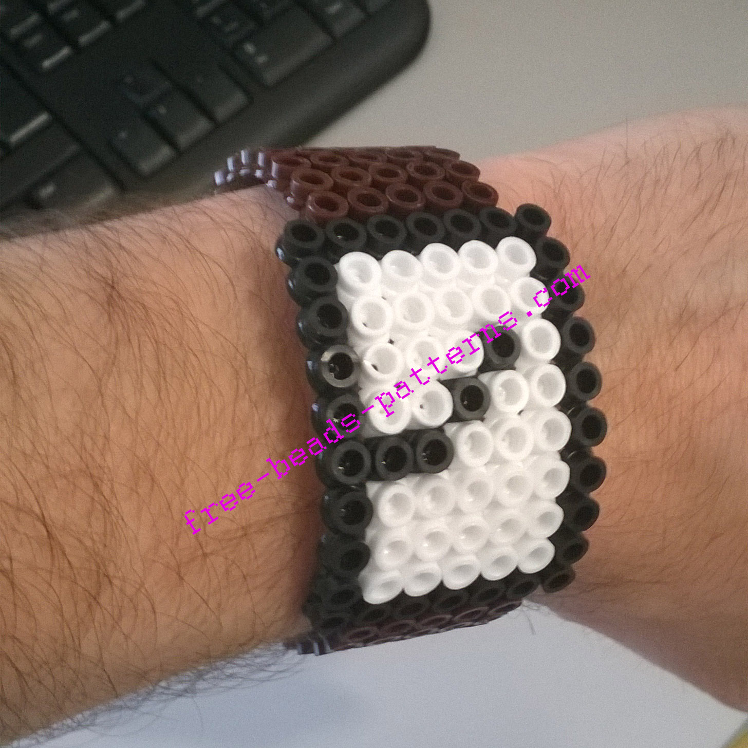 3D hama beads square leather watch work photos (3)