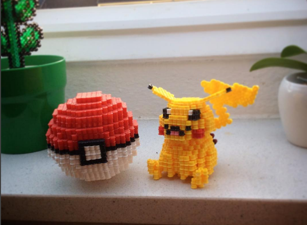 3D perler beads Pikachu by Instagram Fan darth0vader