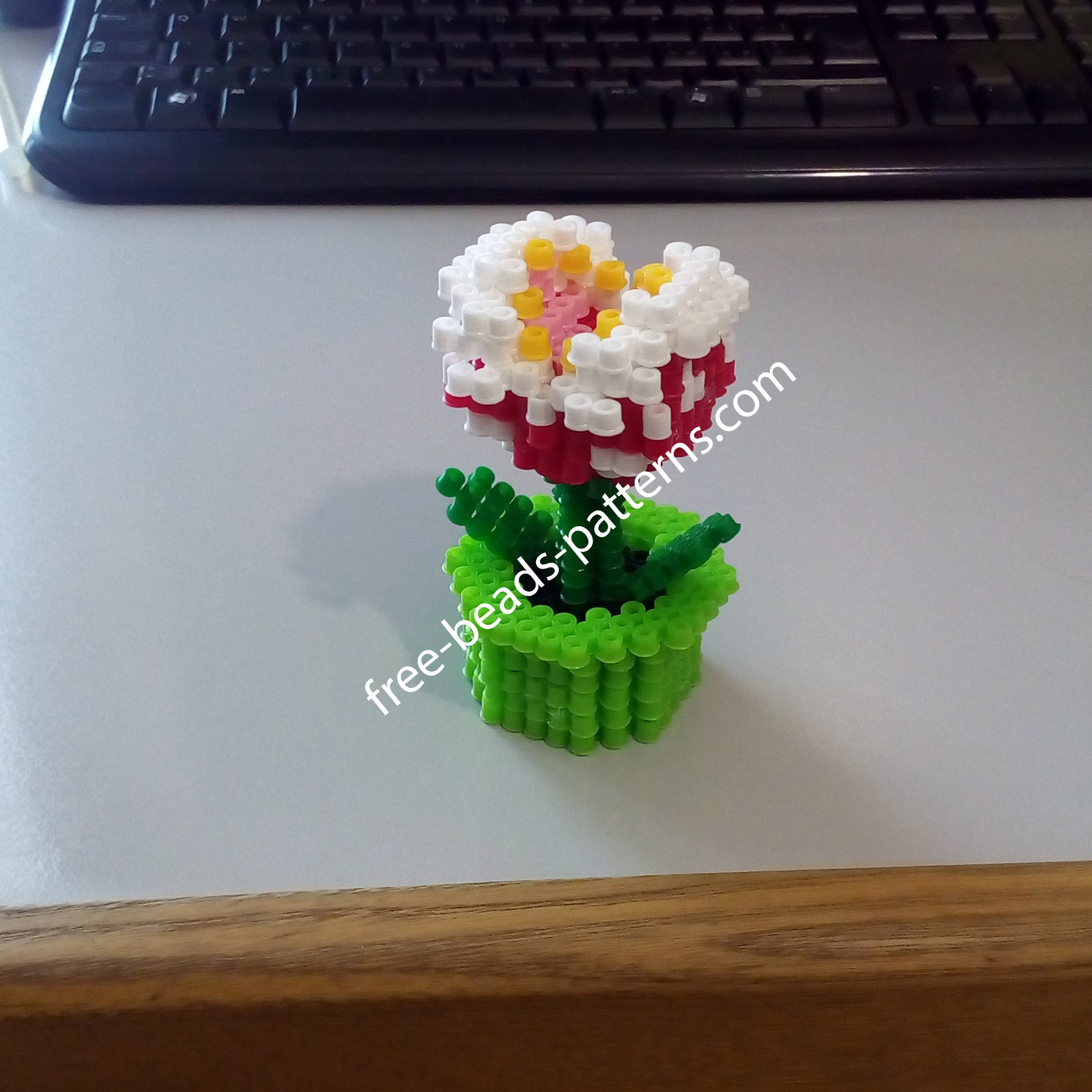 3D perler beads Piranha Plant from Super Mario work photos (2)