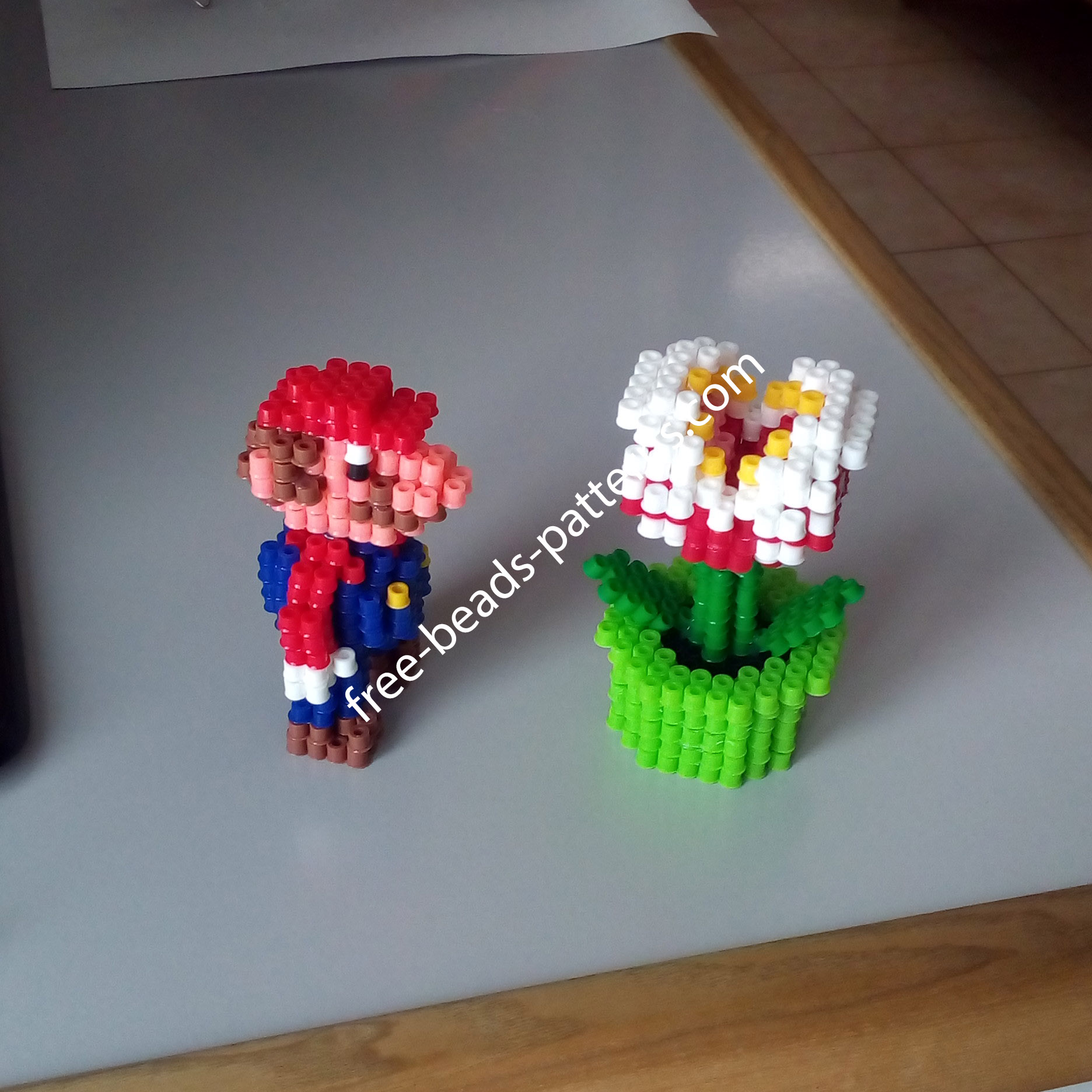 3D perler beads Piranha Plant from Super Mario work photos (8)