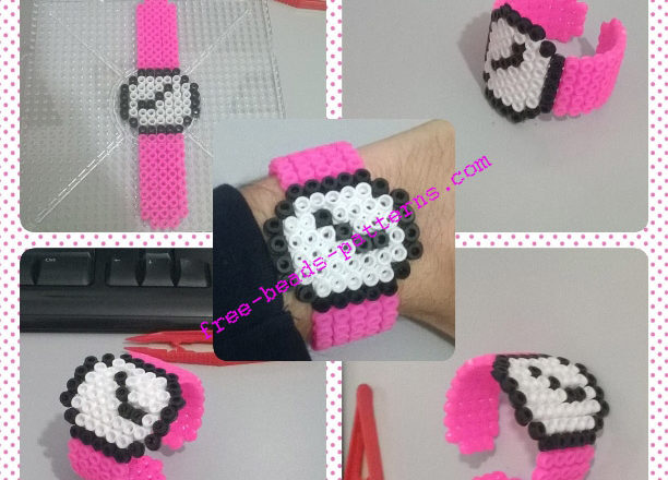 3D perler beads round fucsia watch work photos (2)