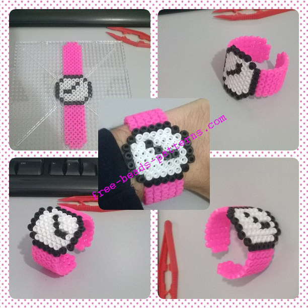 3D perler beads round fucsia watch work photos (2)