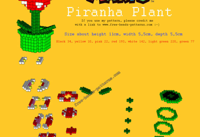 3D perler beads tutorial pattern Piranha Plant from Super Mario