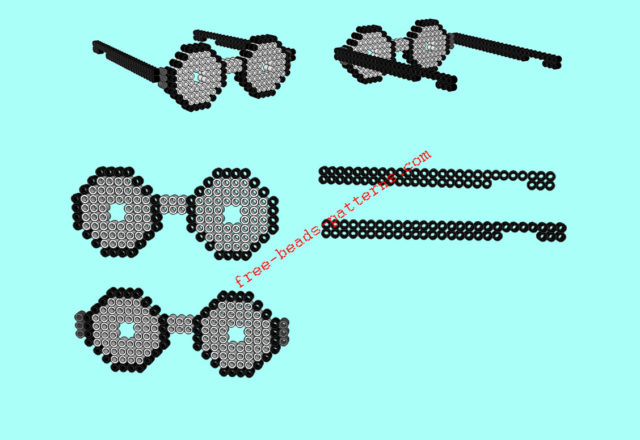 3D perler beads wearable nerd glasses free pattern design how to