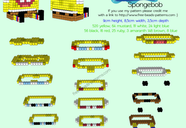3D perler hama beads Spongebob Squarepants free pattern
