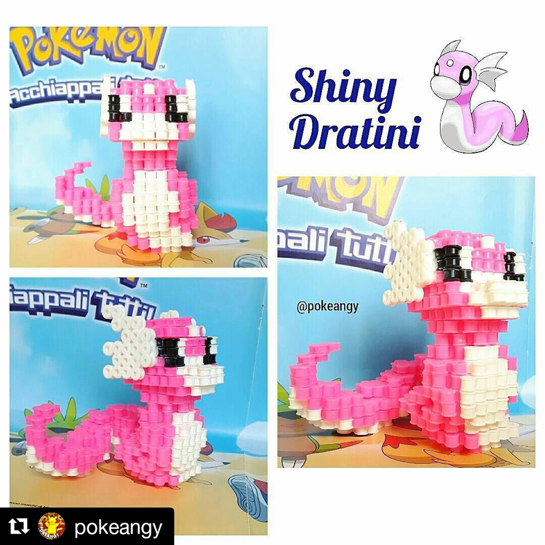 3D shiny Dratini Hama Nabbi by Instagram Follower pokeangy
