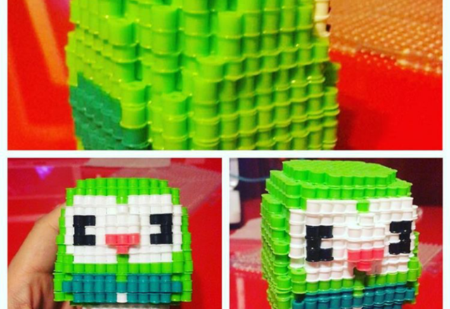 3D shiny Rowlet Hama beads Perler by Instagram Follower froakieblue