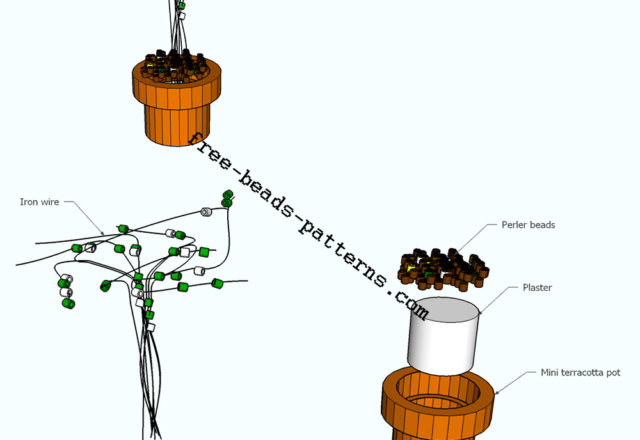 3D tree perler beads Hama Beads Pyssla free pattern