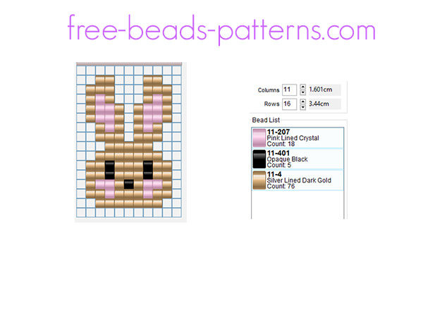 A brown rabbit bunny free Hama Beads perler beads pattern 9 x 14 size 3 beads colors