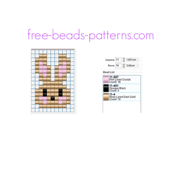 A brown rabbit bunny free Hama Beads perler beads pattern 9 x 14 size 3 beads colors