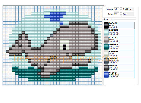 A funny whale animal free Hama Beads Pyssla perler beads designs patterns for children