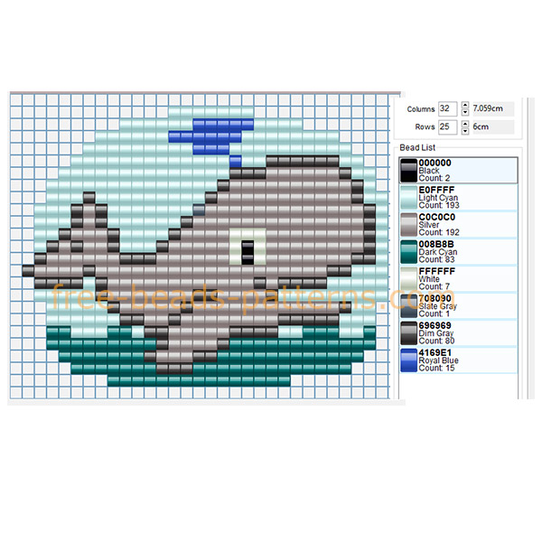 A funny whale animal free Hama Beads Pyssla perler beads designs patterns for children