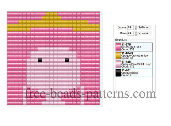 Adventure Time Princess Bubblegum free perler beads fusion beads pattern design for children