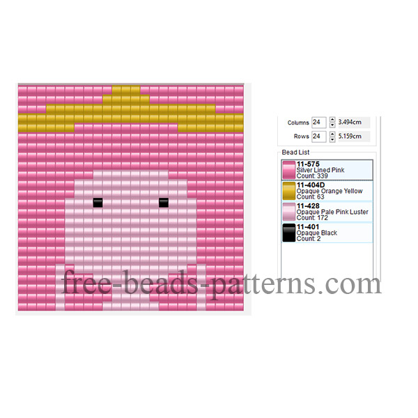 Adventure Time Princess Bubblegum free perler beads fusion beads pattern design for children