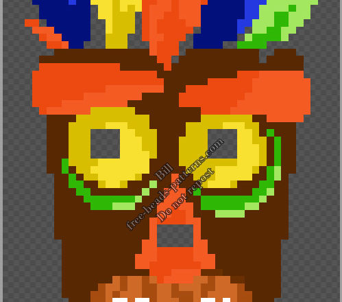 Aku Aku from Crash Bandicoot perler beads wearable mask