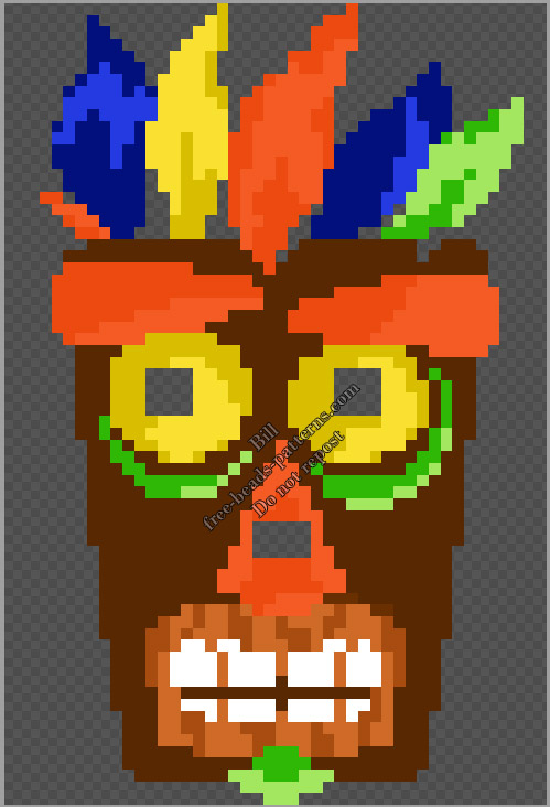 Aku Aku from Crash Bandicoot perler beads wearable mask