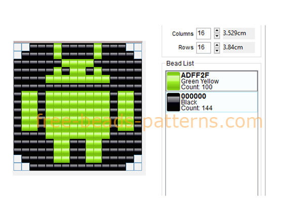 Android logo free fuse beads Hama Beads Ikea Pyssla pattern