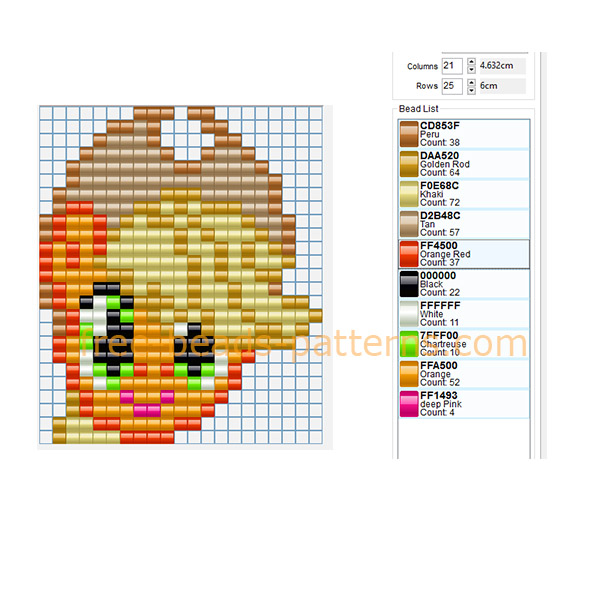 Applejack My Little Pony cartoon character free perler beads fuse beads design