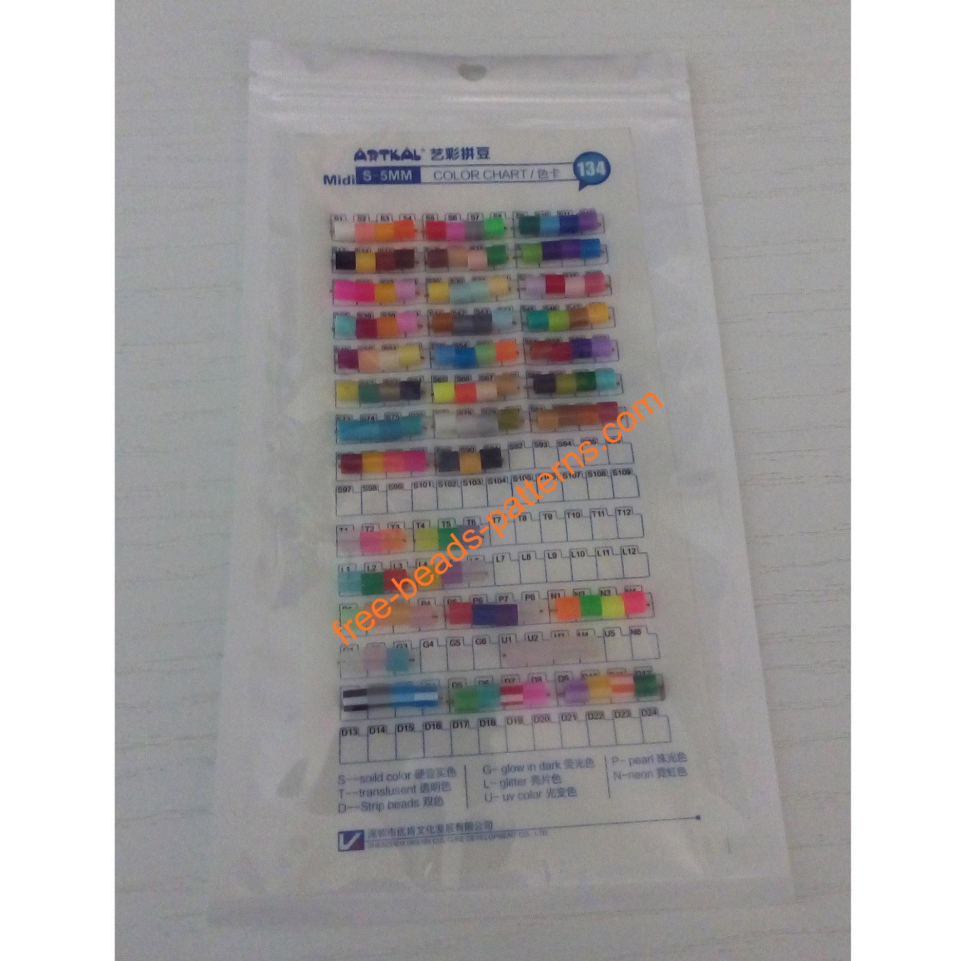 Artkal fuse beads midi hard range color chart