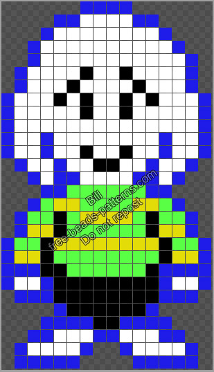 Asriel Undertale videogame character free Hama Perler pattern 16x28