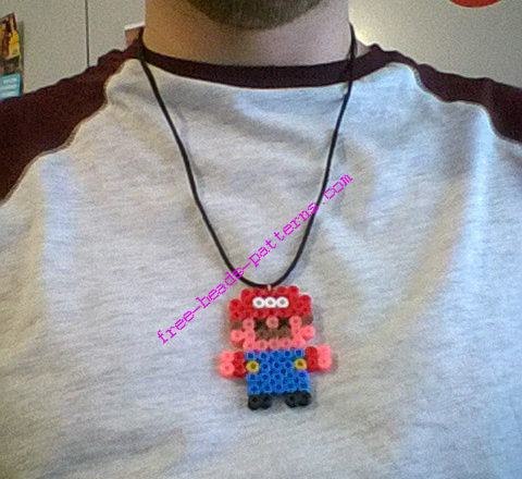 Baby Super Mario perler beads necklace photos (2)