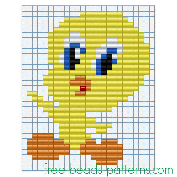 Baby Tweety Bird free perler beads Pyssla pixel art for children