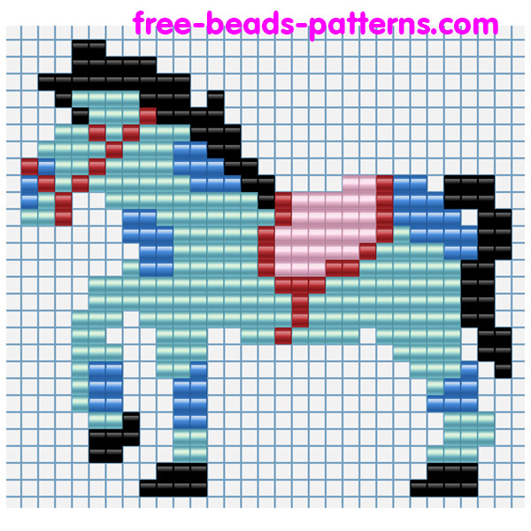 Baby aqua colored horse free iron beads pattern Playbox