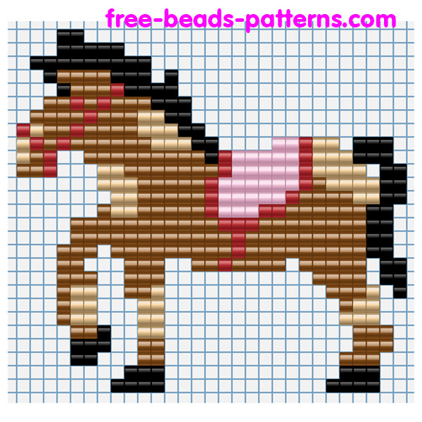 Baby brown colored horse free iron beads pattern Playbox